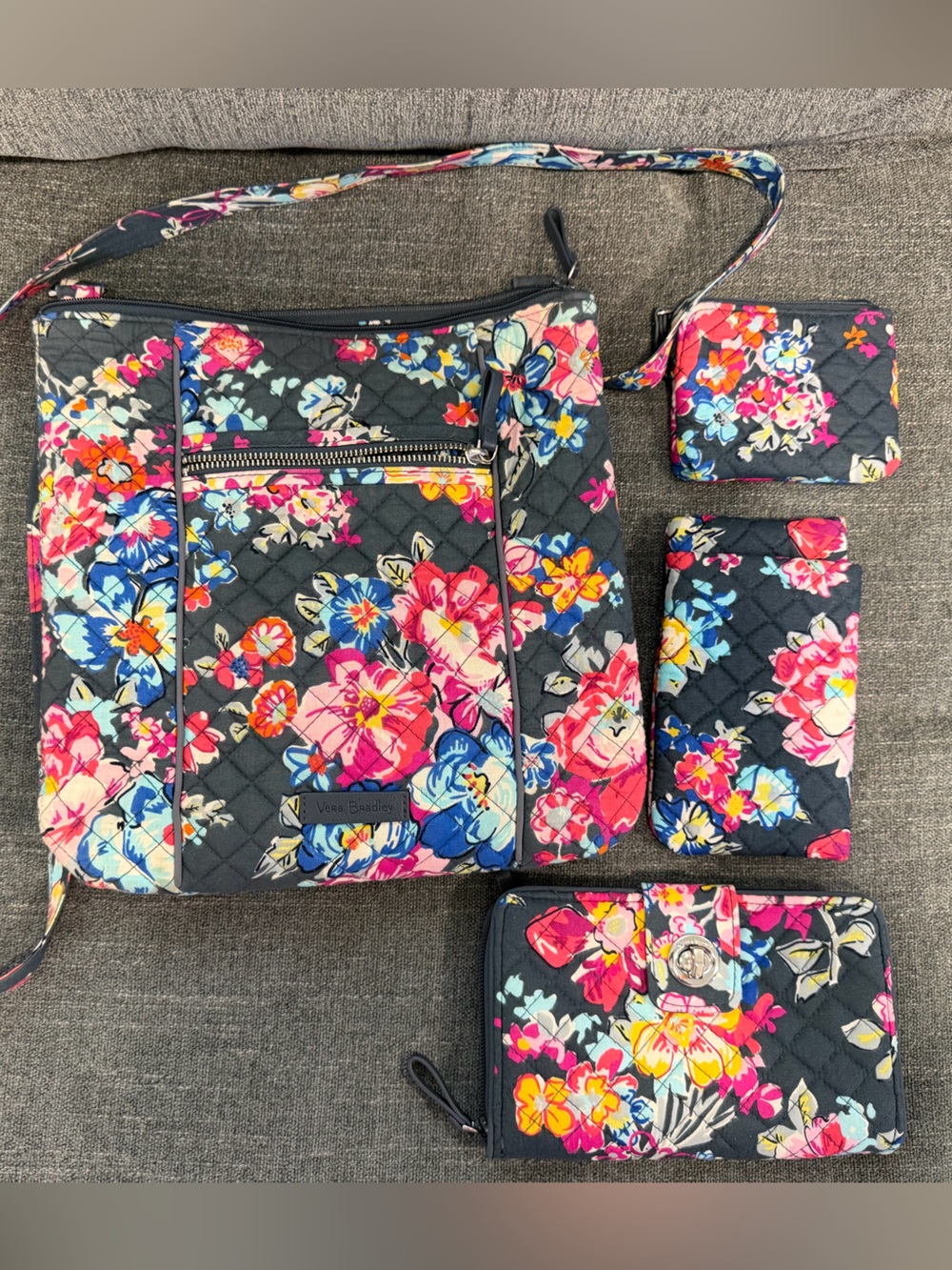 BUNDLE: Vera Bradley Floral Quilted Crossbody Bag , Wallets , sunglass case